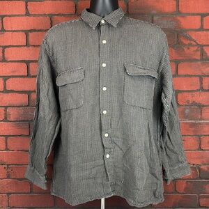 Burma Bibas Men's Large‎ Classic Flannel Checkered Button-Down Shirt – Casual